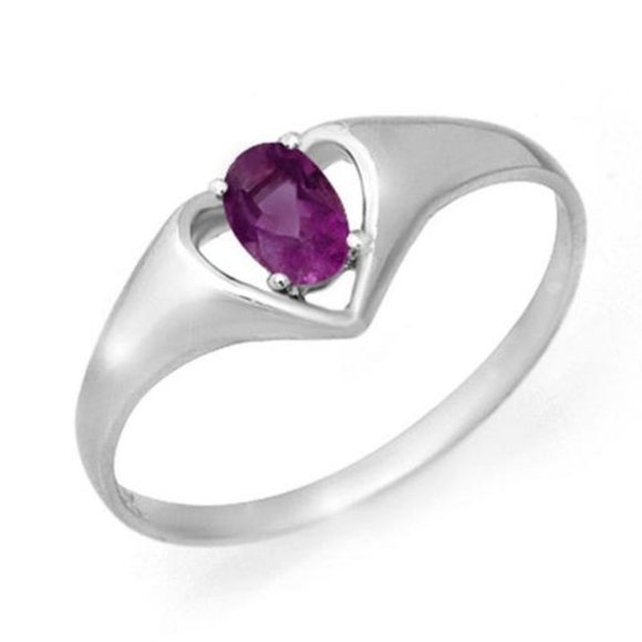 NEW Amethyst 10k White Gold Ring, Size 7